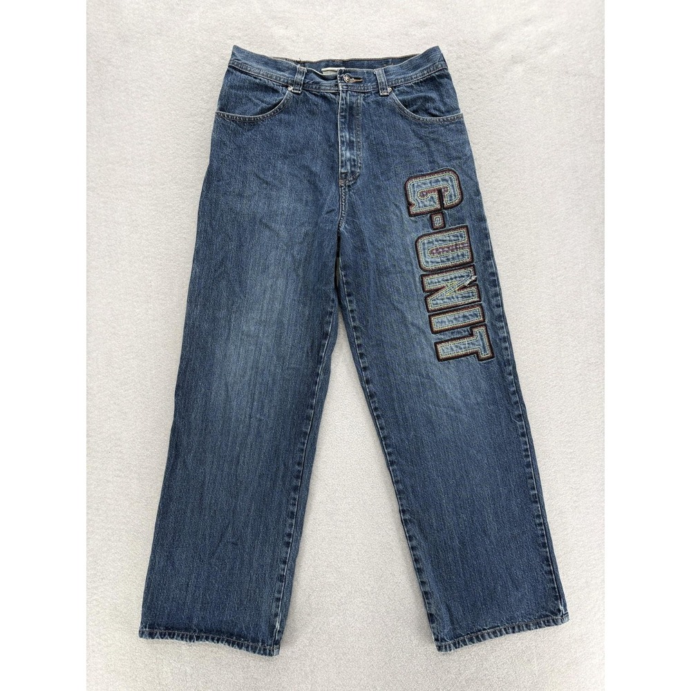 Vintage G-Unit Jeans Boys 18 Blue Medium Wash Relaxed Wide Leg Denim Logo Y2K